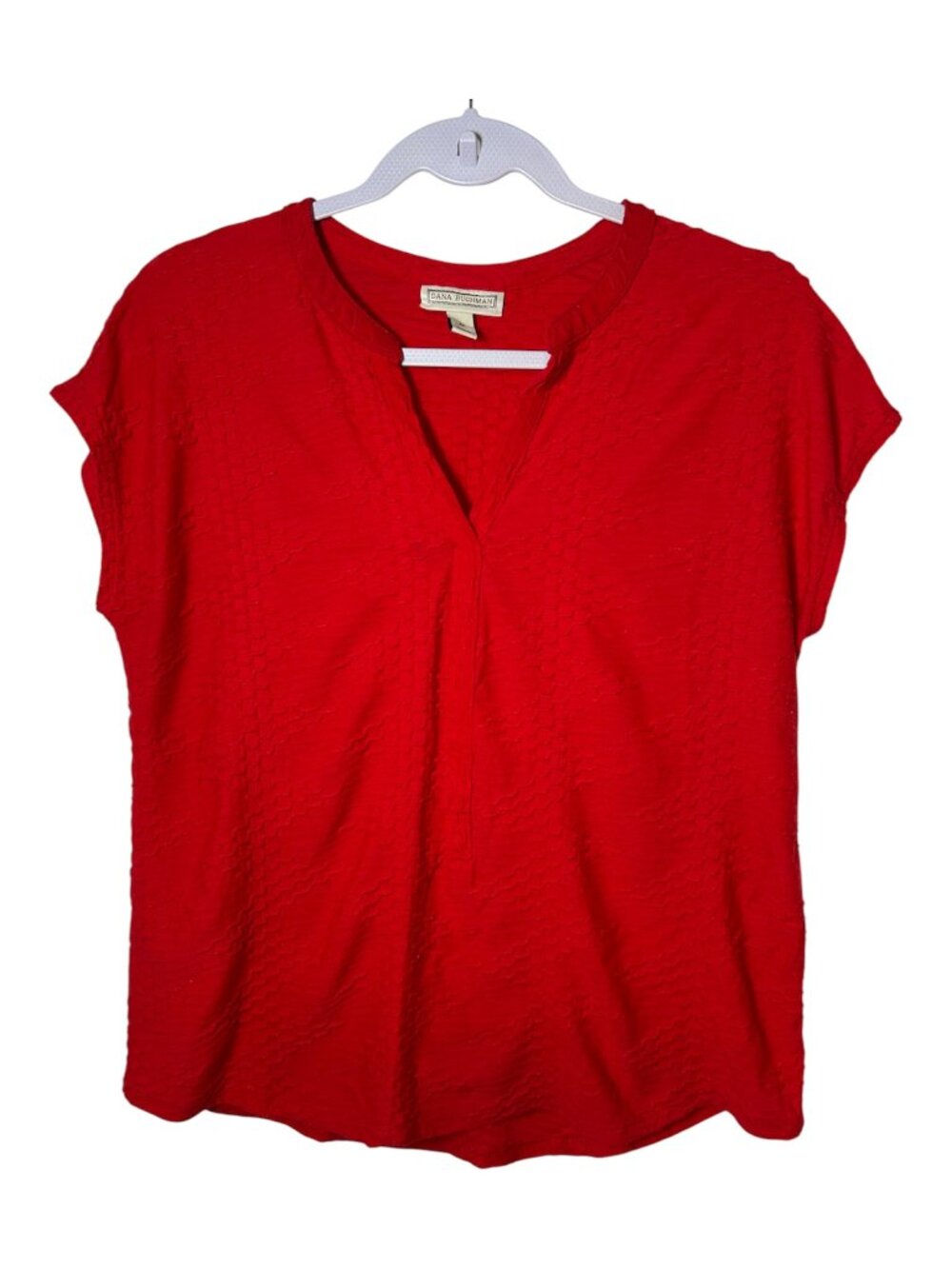 Dana Buchman Red Textured Short Sleeve Top